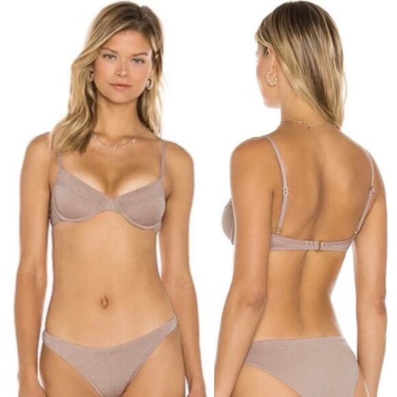 L*SPACE Missy Underwire Bikini Top In Dusty Pearl Size Small New - Picture 1 of 9